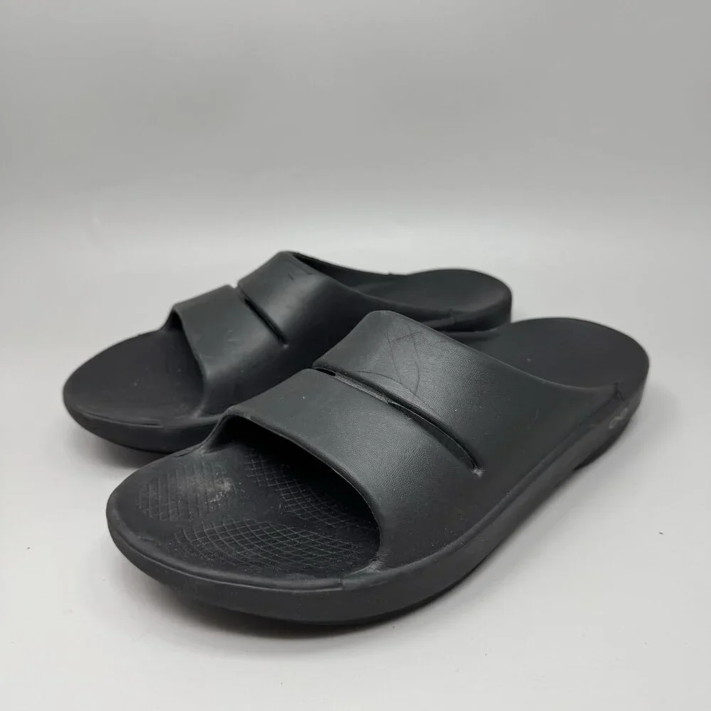 OOFOS Slides Ooahh Black Comfort Orthopedic Recovery Sandals Men’s Size 9